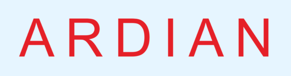 The word ARDIAN in large red uppercase letters on a light blue background.